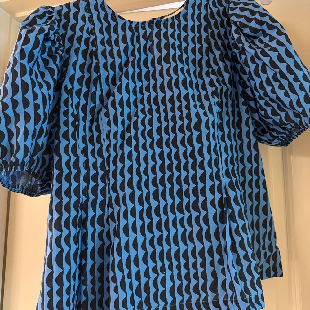 Pinch Blue and Black Patterned Blouse